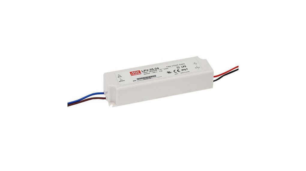 LPV 35 15 MEAN WELL LED Driver 36W 2 4A 15V IP67 Distrelec